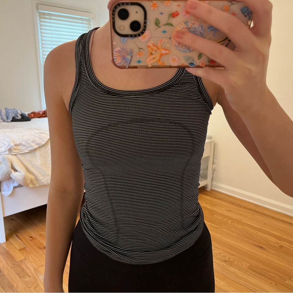 Black and White Striped Lululemon Swiftly Tech Racerback